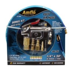 Amflo 14-50K Poly Air Hose 50' x 1/4" with Bonus 9 Piece Kit image